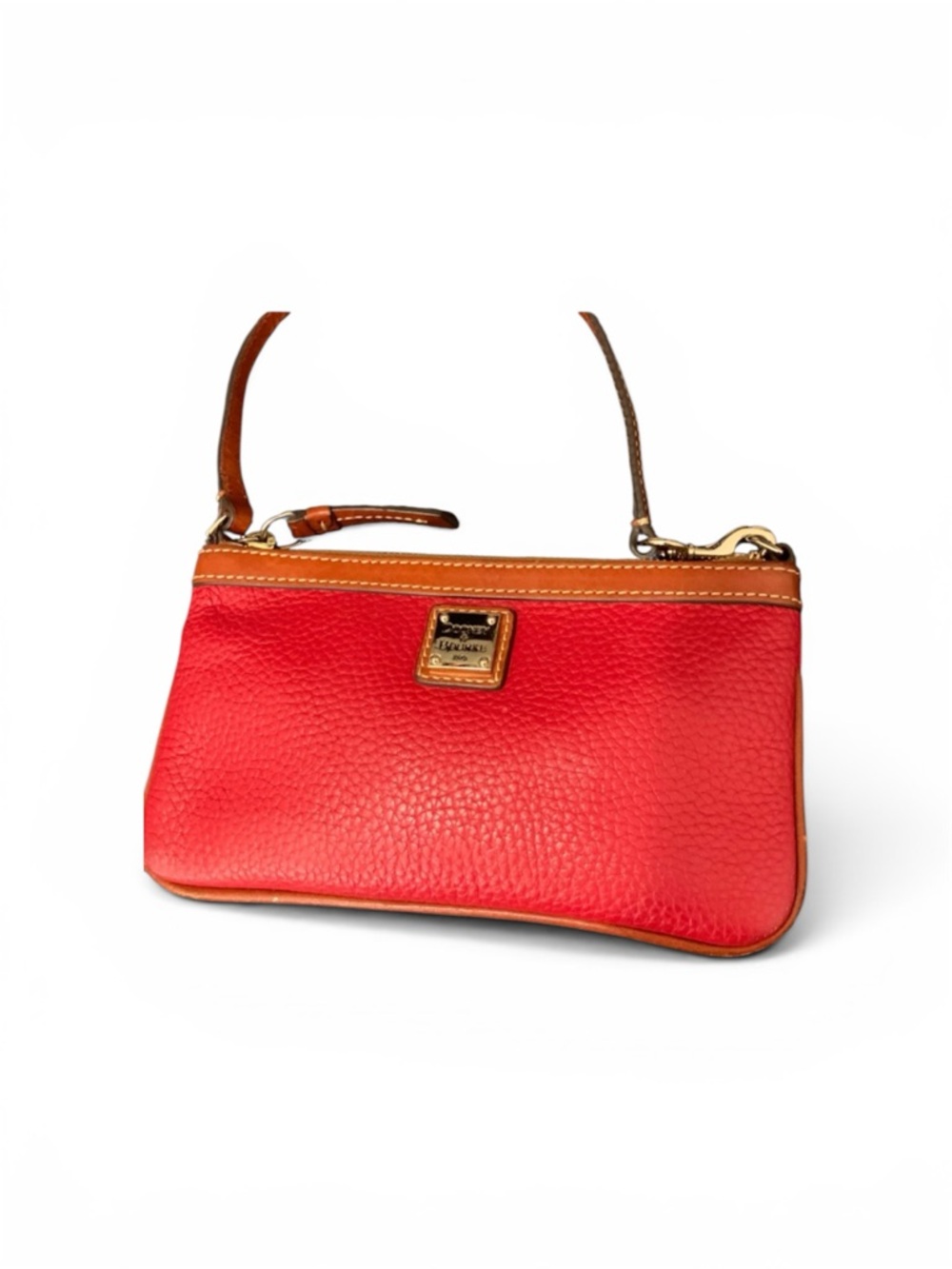 Dooney & Bourke Red and Tan Leather Wristlet